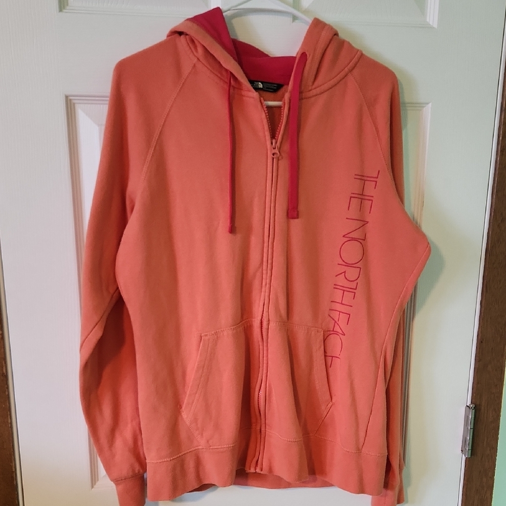 The North Face Coral And Pink Zip-up Hoodie Size L- Great Price